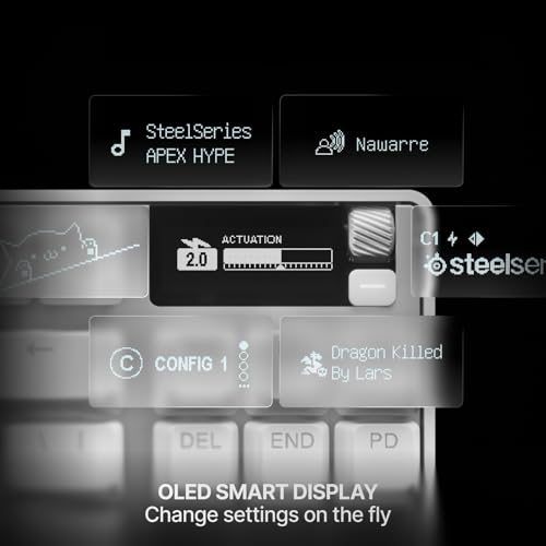 Image of SteelSeries Apex Pro TKL Gen 3 Gaming Keyboard - OmniPoint 3.0 Analog Magnetic Switches, Quickset Auto-Presets (Rapid Trigger, Rapid Tap /SOCD, Protection Mode), OLED, RGB, PBT Keycaps, USB-C, White