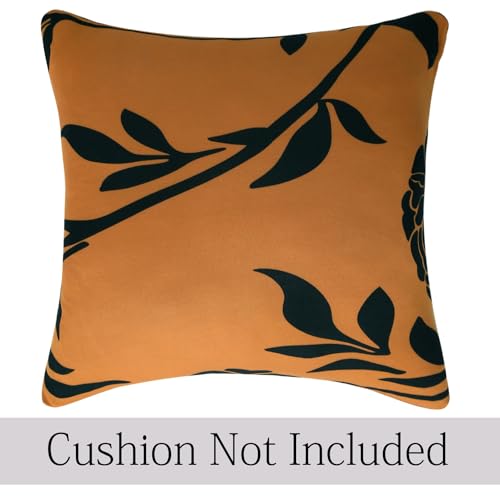 Image of HOKIPO 'Elira Series' Stretchable Cushion Cover for Sofa 22x22 Inch, Packof 2, Copper Brown Floral (AR-6712-C8*2)