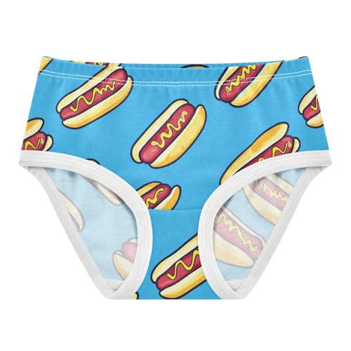 Wusikd Hot Dogs Girls' Underwear Cotton Blue Girls Briefs Soft Toddler Underwear 2T