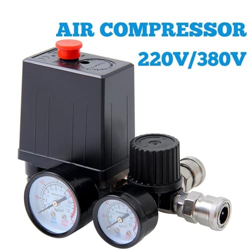 Compresor de aire regulador de 4 puertos 220V 380V interruptor presión 180PSI 3