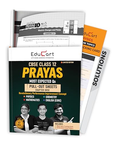 Image of Educart PRAYAS CBSE Class 12 Physics, Chemistry, Mathematics and English Core (Chapterwise Most Important Qs for Board Exam)