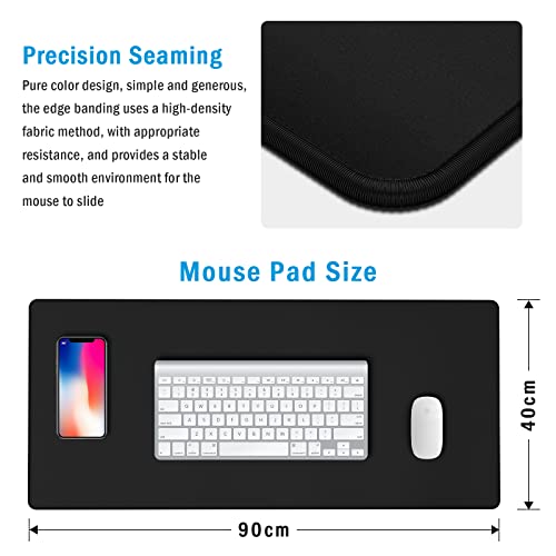 Image of Extended Gaming Mouse Pad with Stitched Edges, Long XXL Mousepad (900x400x3mm), Desk Pad Keyboard Mat, Non-Slip Base, Water-Resistant, for Work & Gaming, Office & Home, Black