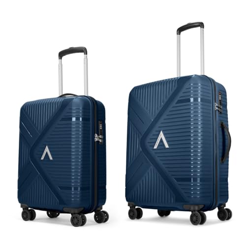 Image of Aristocrat Envoy Set of 2 Trolley Bag 55 & 65cm | Small & Medium Hard Luggage | 8-Wheel Suitcase for Travel | Combination Lock with Sturdy Zipper | Polypropylene | 3 Year International Warranty (Blue)