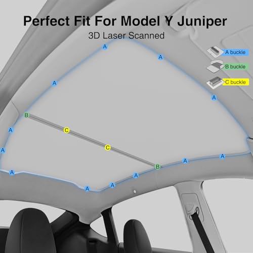 AAMHHM Tesla Model Y Juniper 2005 2006 Sunshade Roof Gray - image 4