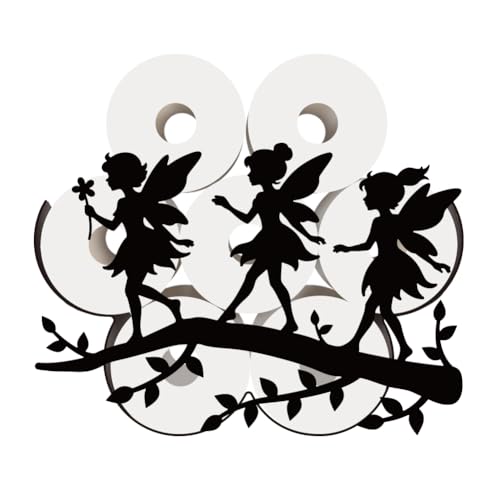 WADORN Unique Flower Fairy Toilet Paper Holder, Black Fairy on the Branch Wall Mounted Storage for Extra 8 Rolls Decorative Metal Toilet Paper Storage Organizer for Bathroom Home Office Farmhouse - Image 8