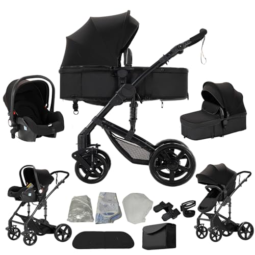 Veitoalioy Carrito Bebe 3 en 1, Portátil Cochecito Plegable, Carrito de Paisaje Alto Se puede empujar hacia adelante y hacia atrás, Cochecito de Bebé Conveniente y Multifuncional (588 Black) Veitoalioy Carrito Bebe 3 en 1, Portátil Cochecito Plegable, Carrito de Paisaje Alto Se puede empujar hacia adelante y hacia atrás, Cochecito de Bebé Conveniente y Multifuncional (588 Black)
