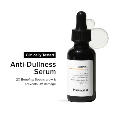 Image of Minimalist 10% Advanced Vitamin C Serum for Glowing Skin | Brightening & Dark Spot Treatment | Treats Uneven Skin Tone, Dullness & UV Damage | Daily Face Serum | 20 ml