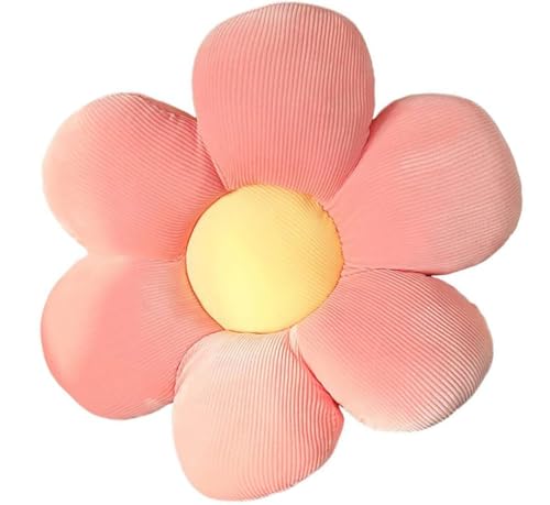 LATRAT Cojín de suelo floral Tatami con forma de flor, cojín de suelo estético para decoración de habitación, cojín de felpa para dormitorio, sofá, silla, rosa y amarillo, 40 x 40 cm