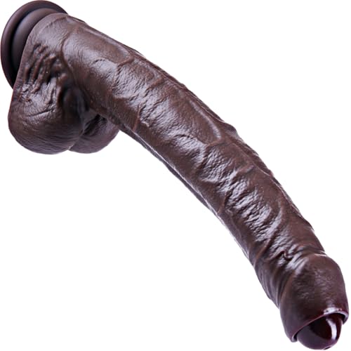 11.8 Realistic Uncut Movable Foreskin Dildo, Thick Silicone Huge Penis,Black Long XXL Dildo,Big Suction Cup Fat Anal Plug,Extra Large Giant Anal Plugs,Suitable for Male and Female Love Wide Penis