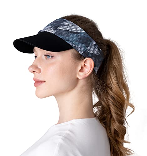 Saniripple Foldable Sun Visor Hats With Upf 50+ Lightweight Sports Sun Cap For Cycling, Running, Hiking Blue And White Camo #TOP8