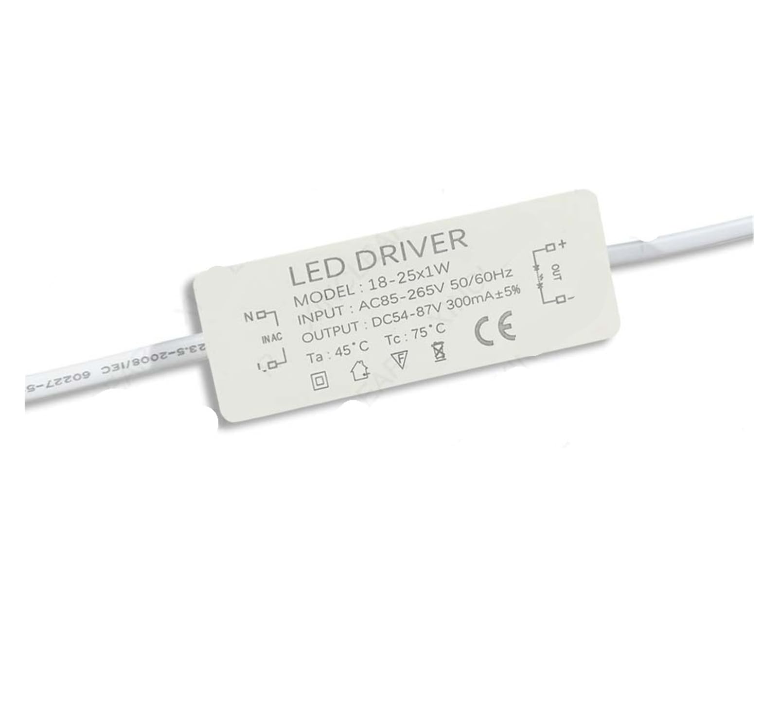PWANUIGTE LED Driver 3-5W 4-7W 8-12W 12-18W 18-25W 25-36W Power Supply 300mA 600MA 900MA Constant Current Transformer(18-25x1W-PC)