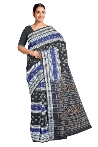 Image of COTTONSILK & KHANDUAPATA Odisha Sambalpuri Handloom Ikat Women Cotton Saree, Odisha Handloom Handmade Pure Cotton Khandua Saree, Ikkat Orissa Traditional Handloom Saree Without Blouse 12