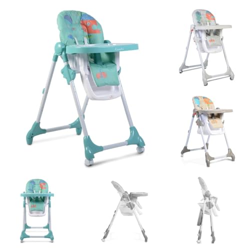 Chaise haute pour enfants Cangaroo Kimchi pliable turquoise avec coussin de siège