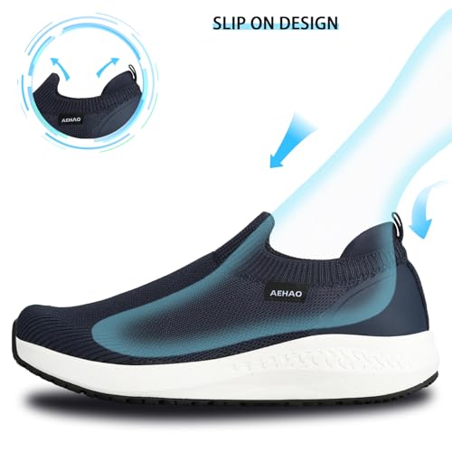 Image of Men's Non Slip Work Shoes Restaurant Waterproof Chef Shoe for Kitchen Hospital Slip-Resistant Air Cushion Sneakers with Easy-Clean Modern Design Breathable Lightweight