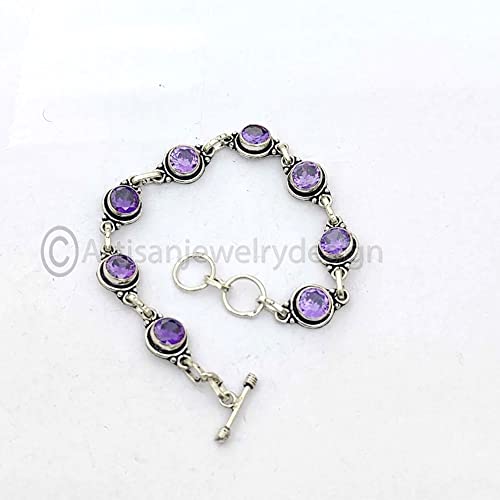 Amethyst Bracelet, Gemstone Bracelet, 925 Silver Bracelet, Natural Amethyst, Dainty Bracelet, Women Silver Cuff Bracelet, Gift For Her, Thanksgiving Gift #TOP1