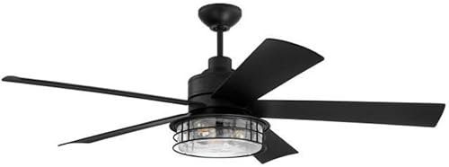 Miniatura 2 de Craftmade GAR56FB5 Garrick - Ventilador de techo industrial vintage de 56 pulgadas para exteriores con kit de luz LED con control remoto y pared, 5