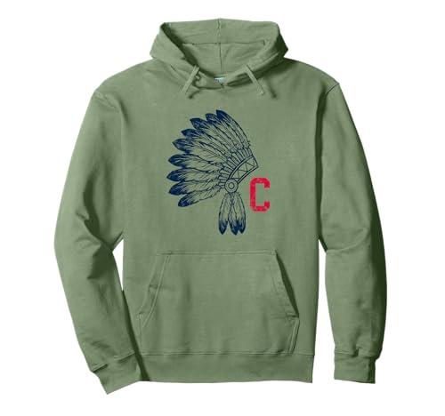Block C with Native American Headdress Cleveland Pullover Hoodie