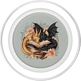 Librarian Bookish Girl Loves Dragons & Books Cute Dragon Books Cottagecore Flower Bookworm Book Lover PopSockets PopGrip for MagSafe Compatible with iPhone 12, 13, 14 Series - Clear