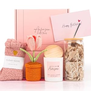 Birthday Gifts for Women, Self Care Gifts Get Well Soon Gifts, Gift Basket for Women, Teen Girls Gifts, Care Package Tulip Basket for Her, Mom, Sister, Best Friend, Wife, Girlfriend, Coworker