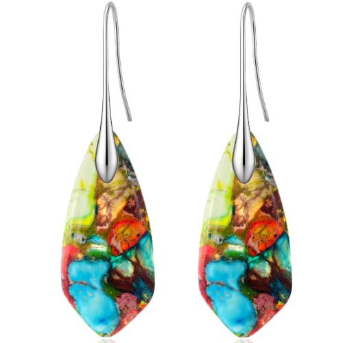 Natural Stone Fishhook Dangle Drop Earrings for Women, - image 1