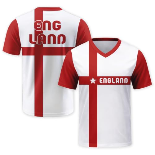 Zaanga 2026 England Soccer Jersey for Men Retro Jersey Short Sleeve Soccer T-Shirt Fashion Streetwear for Game Day Large