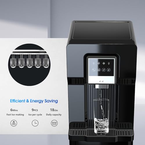 Bottom Loading Water Dispenser Cooler with Ice Maker 18lbs Daily Capability Perfect for Home Office Black (Without HOT Water)