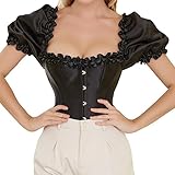 Corsetto Ricamo Classico - Principessa Bustier e Corsetti Halloween Bustier Donna Pirata Medieval Serra Vita Medievale Donna Gotico Bustier Principessa Corsetto Sexy Steampunk Gotico, Nero , S