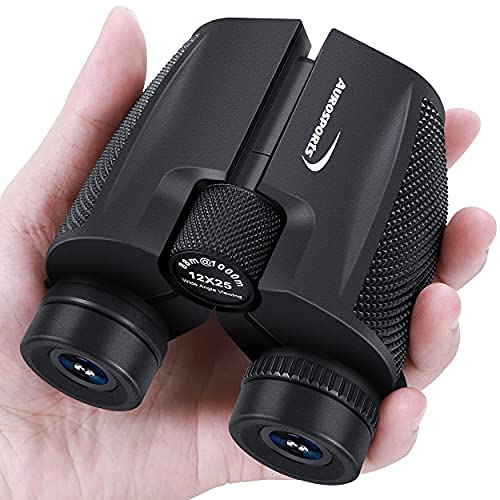 Aurosports 12x25 High Power Compact Binoculars Telescope for Adults Kids with Low Light Night Vision,Lightweight Folding Binocular Gifts for Man for Bird Watching Hiking Travelling Concert Hunting