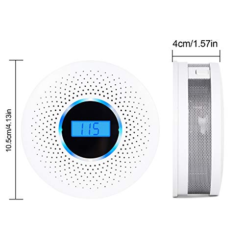Smoke and Carbon Monoxide Detector Combo - with Voice Warning and LCD Display (AA Battery Not Include) CO Smoke Alarm Detector - 2 Pack