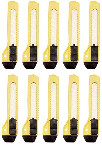 Retractable Utility Cutter Knife (10 Pack) - Great for Cutting Cardboard, Leather, Ropes