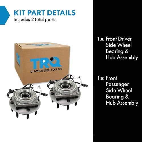 Image of TRQ Front Driver and Passenger Side Wheel Bearing and Hub Assembly Set with ABS Sensor 2 Piece for 17-19 Ford F-250 Super Duty 4WD 20-22 F-250 Super Duty 4WD SRW 17-22 F-350 SRW