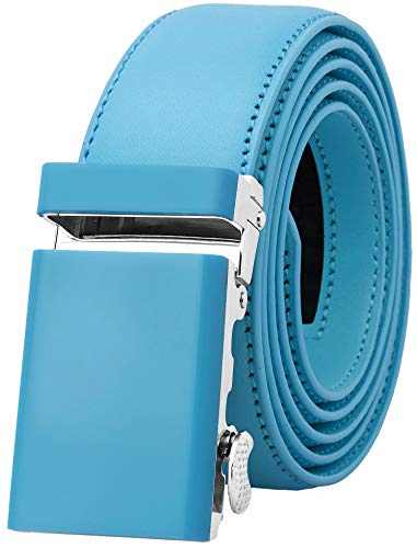 Falari Men's Genuine Leather Ratchet Dress Belt Automatic Sliding Buckle 8168-SBL-L40