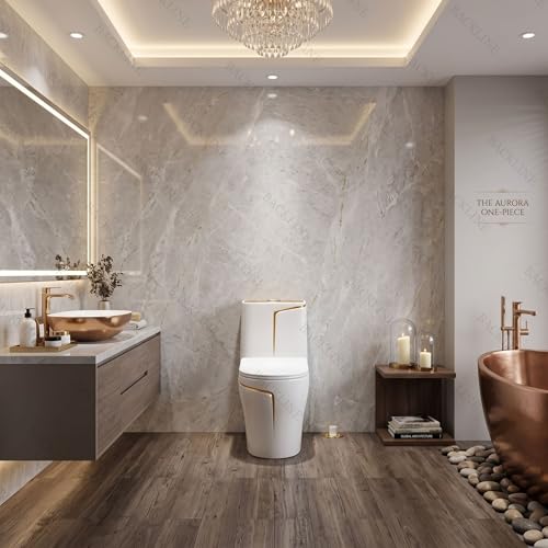 Image of Backline P Trap Commode for Toilet | One Piece Ceramic Commode With 10L In-Built Tank | Wash-Down Flushing With Soft Closing Toilet Seat - P Trap Water Closet (White Gold) (7 Years Color Warranty)