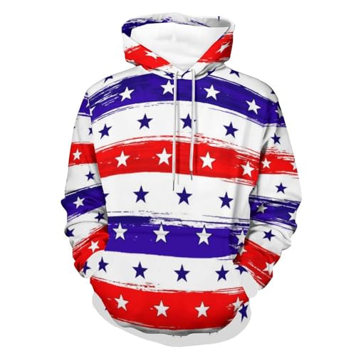 Sweat à capuche manche longue UMENG au design original Stars Stripes pour adulte S