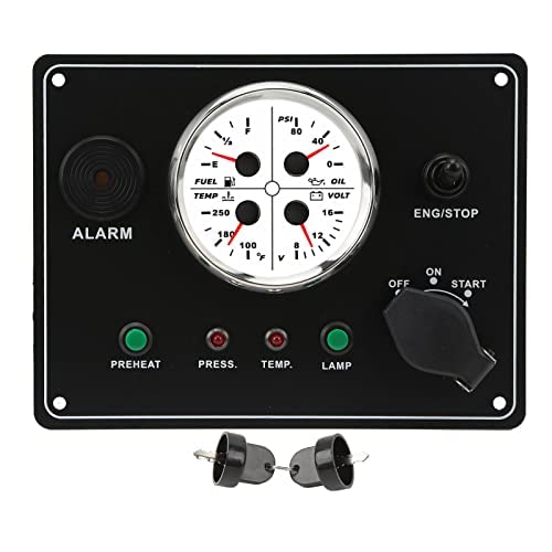 FIT do silników, zestawów generatorów, kamperów, jachtów, łodzi rybackich, 4 w 1, centralny panel sterowania, DC 12 V, poziom oleju, ciśnienie wody, napięcie czerwone podświetlenie