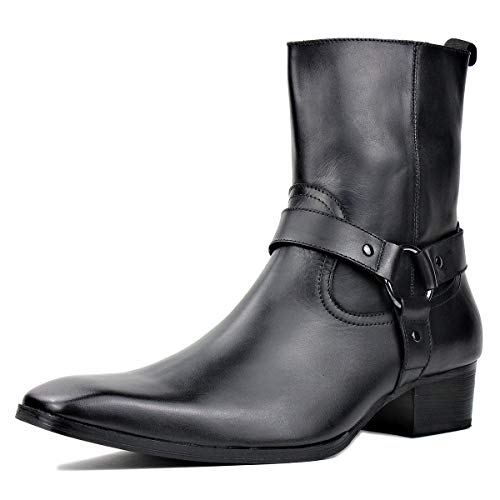Men's Genuine Leather Ankle Glitter Stylish Fashion Chelsea Casual Walking Dress Boots with Zipper CD-JY015-R