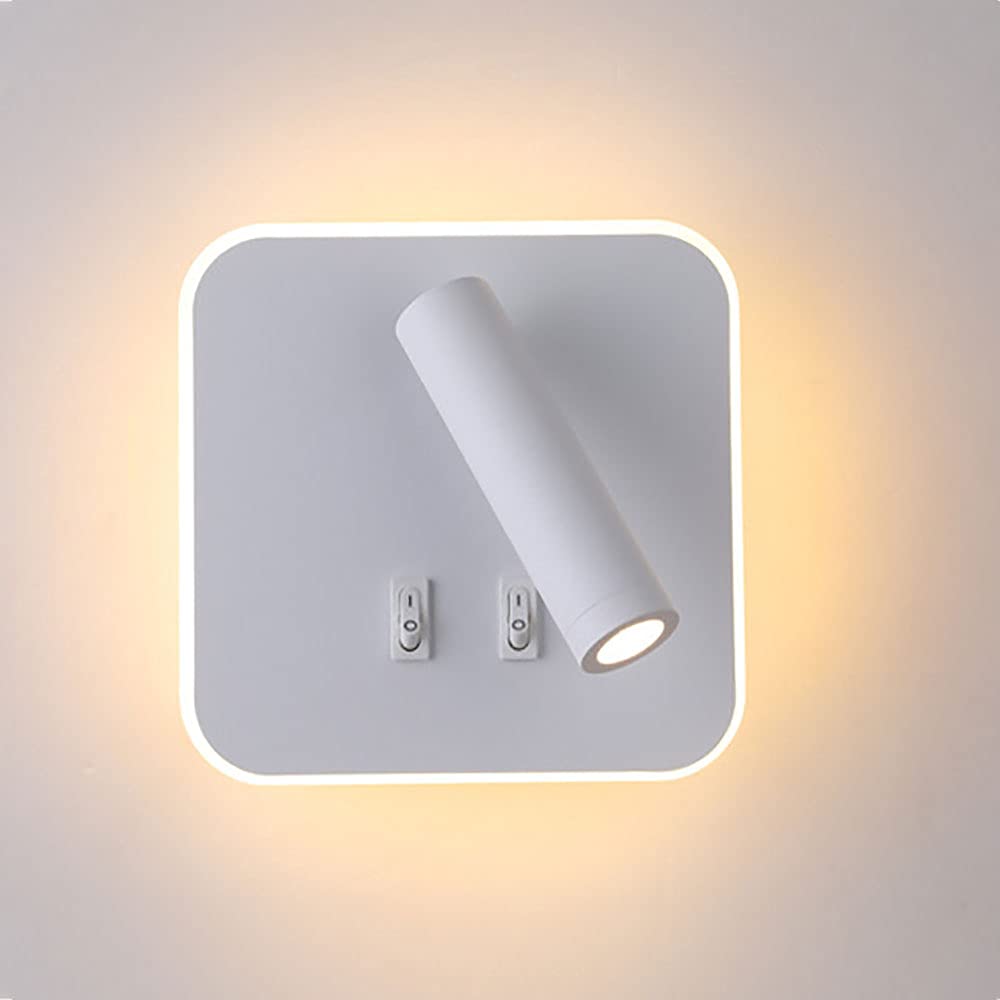 Siet Applique Murale réglable à Spot Mural à LED, Applique câblée avec Interrupteur, luminaires muraux rotatifs, tête de lit, Lampes de Lecture pour Salon, étude, Chambre à Coucher, Chevet