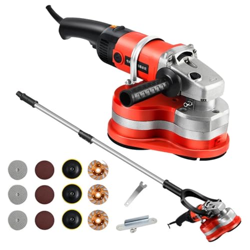 Image of Power Polishers & Buffers,Electric Angle Grinder,Handheld Concrete Paint Milling Tool,6-Speed Electric Wall Grinder & Sanding Machine,with Extended Rod