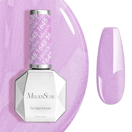 Image of MelodySusie Pastel Lilac Shimmer Gel Nail Polish,0.5fl oz Nails Soak Off UV LED Light Lavender Purple Glitter Gel Polish Gift for Women Nail Art Manicure Salon DIY Nail Design Decoration at Home-1645