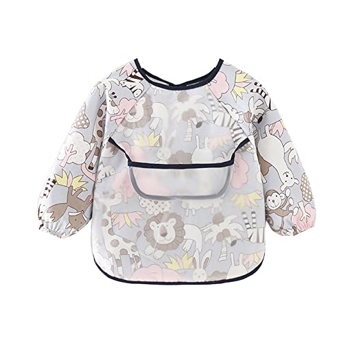 Vobozeany 3PCS Bavoirs Manches Longues Bavoir Etanche Impression Animée Tablier d'Alimentation/Jeu/Peinture pour Bébé Enfants Cover