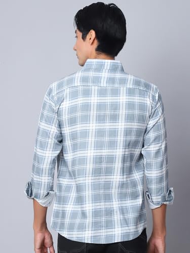 Image of Majestic Man Men Comfort Slim Fit Opaque Checked Cotton Casual Shirt