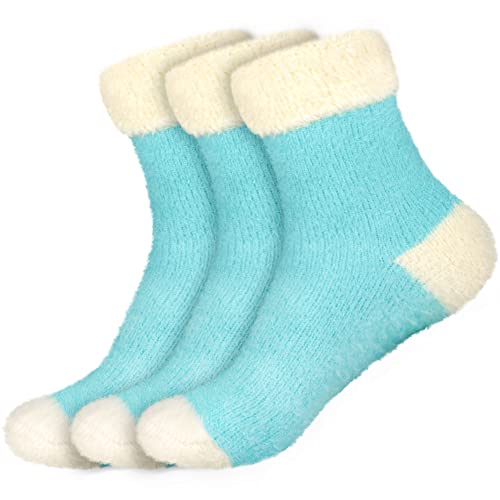 Image of BambooMN Women's Super Soft Fuzzy Socks, Polka Dot, Gradient, Snowflake, Featherlight Cuff - Assorted Colors