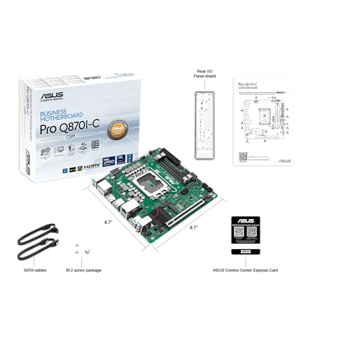 Image of ASUS Pro Q870I-C-CSM Intel Q870 mITX Commercial CSM Motherboard with Intel vPro, PCIe 5.0, DDR5, DIMM Fit, 2X DP, HDMI, 1GbE LAN, USB Type-C, M.2, Enhanced Security, ASUS Control Center Express