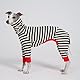 ESCCBOO Einteiler für italienische Windhunde, Rollkragen, gestreiftes Hemd für Whippets, Welpen, leichtes und dünnes Hemd für Frühling und Sommer, Größe L