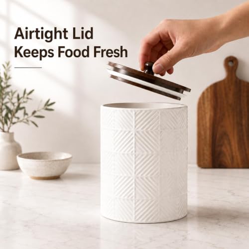 Canisters Sets for the Kitchen with Airtight Bamboo Lids, Ceramic|Set of 3 - Image 6