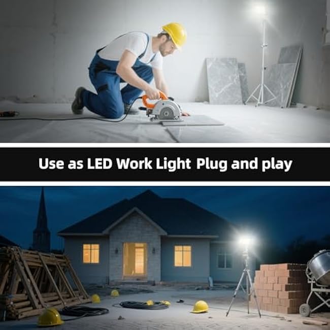 250W LED Flood Light Outdoor with Plug(1200W Eqv), 30000LM Ultra Bright Security Light, IP66 Waterproof Exterior Plug in Floodlight, 6500K Daylight White for Arena Backyard Barn Stadium(2 Pack)