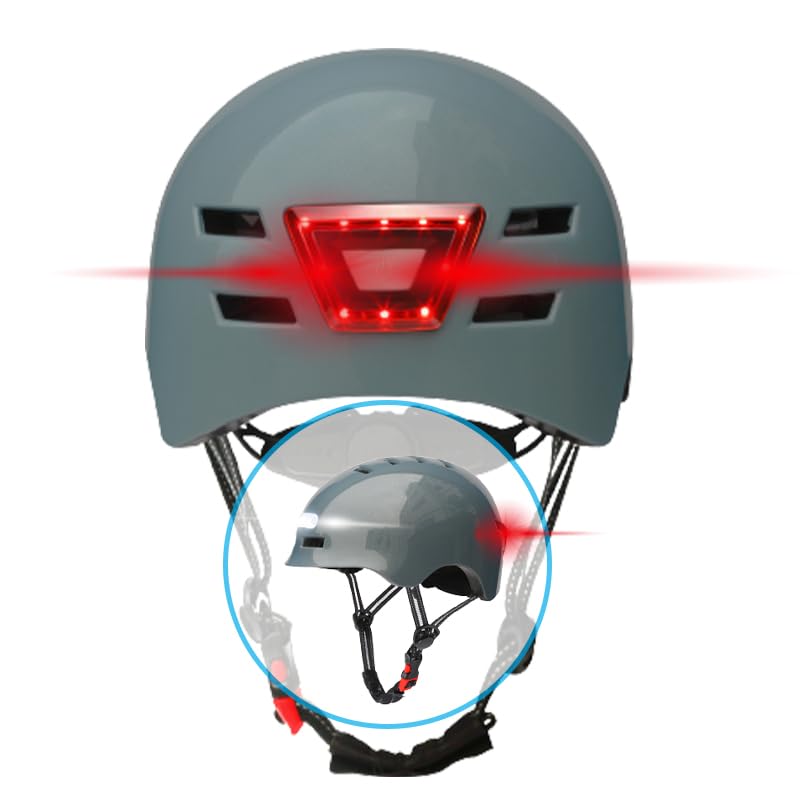 BEEPER - Kask z wbudowanymi przednimi i tylnymi światłami Kolor - Szary, Rozmiar - L