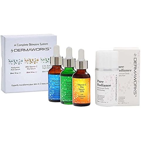 Dermaworks Women's Complete Skincare Set: 3 Serum Set + Moisturiser Cover