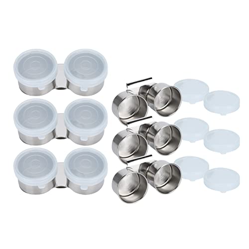 6Pcs Palette Cup with Lid and Clip, Double Dipper Palette Cup Stainless Steel Double Palette Cup Turpentine Solvent Container for Painting