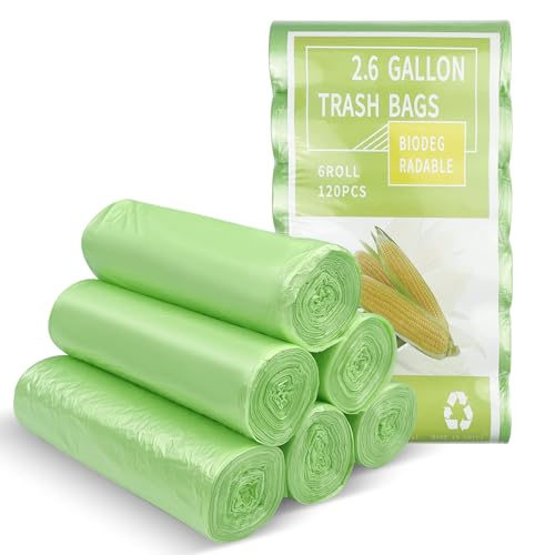 Tekenewbse 120 Piezas Bolsa de Basura 20L, 45 x 50 cm Biodegradable y Compostable para Residuos de Alimentos, Hogar, Jardín, Cocina, Oficina (Verde)